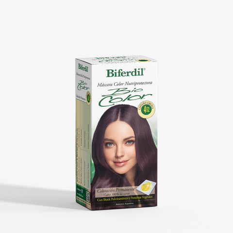 Biferdil Coloración Bio Color Máscara Nutriprotectora color Castaño Ciruela KIT
