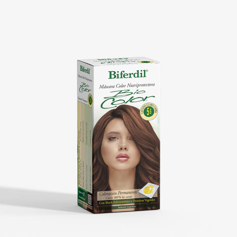 Biferdil Coloración Bio Color Máscara Nutriprotectora color Castaño Claro Caoba KIT