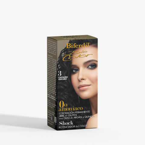 Biferdil Coloración Bio Color 0% amoníaco libre de Gluten color Castaño Oscuro KIT