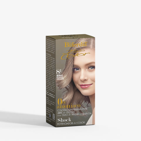 Biferdil Coloración Bio Color 0% amoníaco libre de Gluten color Rubio Claro Ceniza KIT