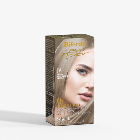 Biferdil Coloración Bio Color 0% amoníaco libre de Gluten color Rubio Muy Claro Ceniza KIT