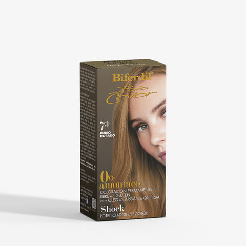 Biferdil Coloración Bio Color 0% amoníaco libre de Gluten color Rubio Dorado KIT