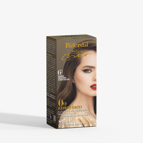 Biferdil Coloración Bio Color 0% amoníaco libre de Gluten color Rubio Oscuro Chocolate KIT