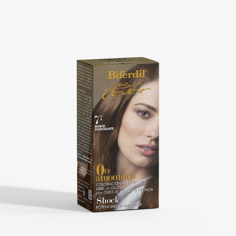 Biferdil Coloración Bio Color 0% amoníaco libre de Gluten color Rubio Chocolate KIT