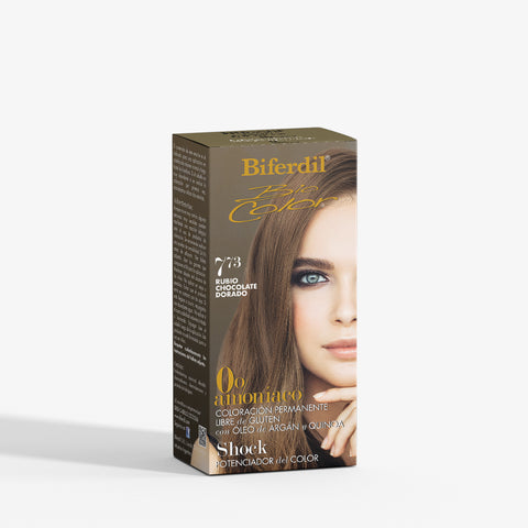 Biferdil Coloración Bio Color 0% amoníaco libre de Gluten color Rubio Chocolate Dorado KIT