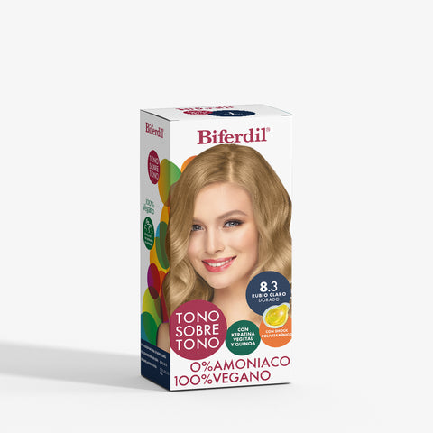 Biferdil Coloración Tono sobre Tono color Rubio Claro Dorado KIT