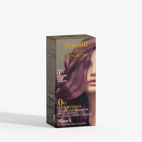 Biferdil Coloración Bio Color 0% amoníaco libre de Gluten color Castaño Claro Rojo Violáceo KIT