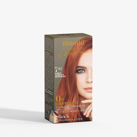 Biferdil Coloración Bio Color 0% amoníaco libre de Gluten color Rubio Cobrizo Profundo KIT